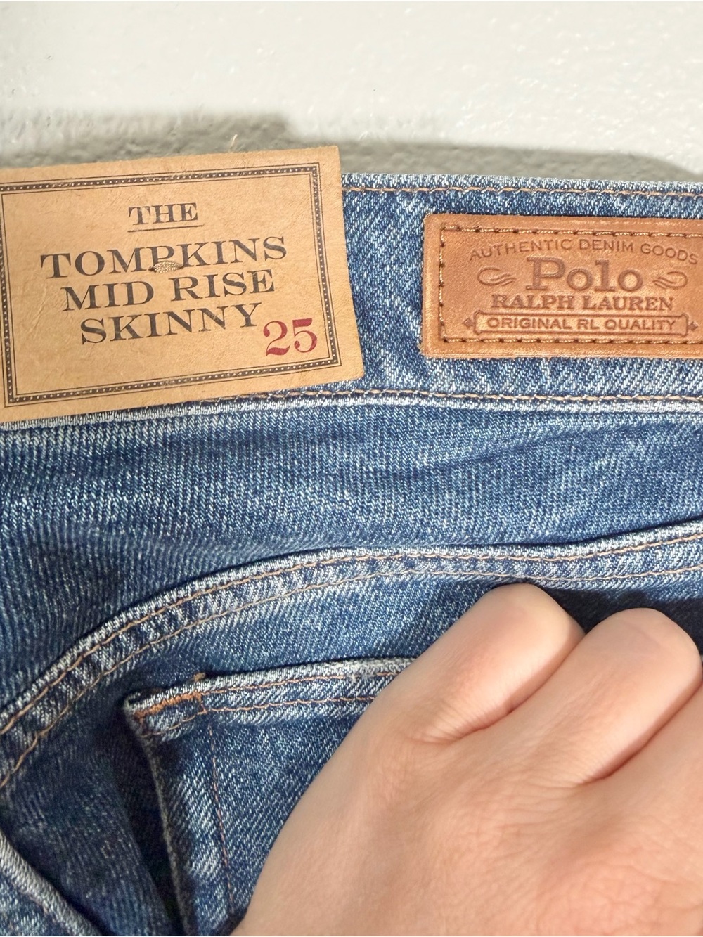 NWT Polo Ralph Lauren Blue Jeans The Tompkins Mid Rise Skinny Pants Women Kid 25 - Picture 8 of 9